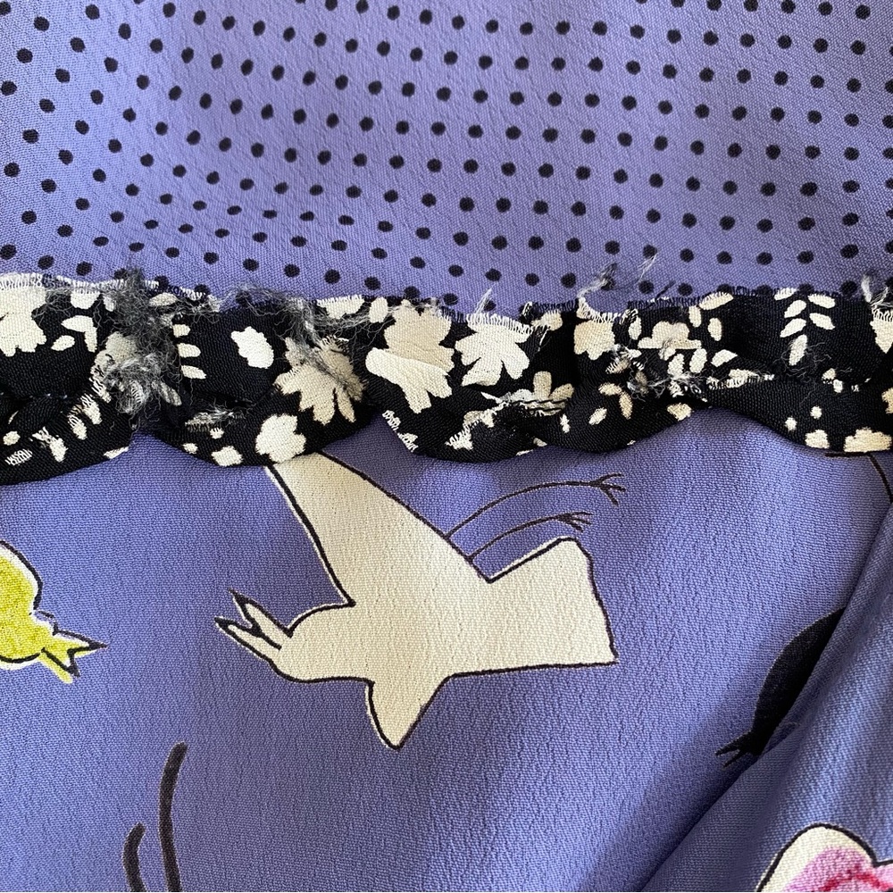 Vintage Maxi Dress 80’s Sleeveless Whimsical Birds L - Picture 9 of 14